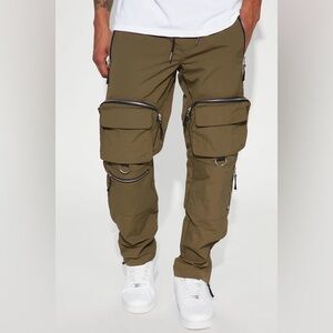 FashionNova - Men's Cargo Utility Pants - Olive BNWT